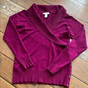 White House Black Market Deep Purple V-Neck Sweater